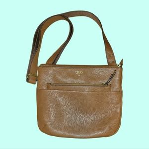 Fossil Cowhide leather adjustable crossbody strap with brass colored har…